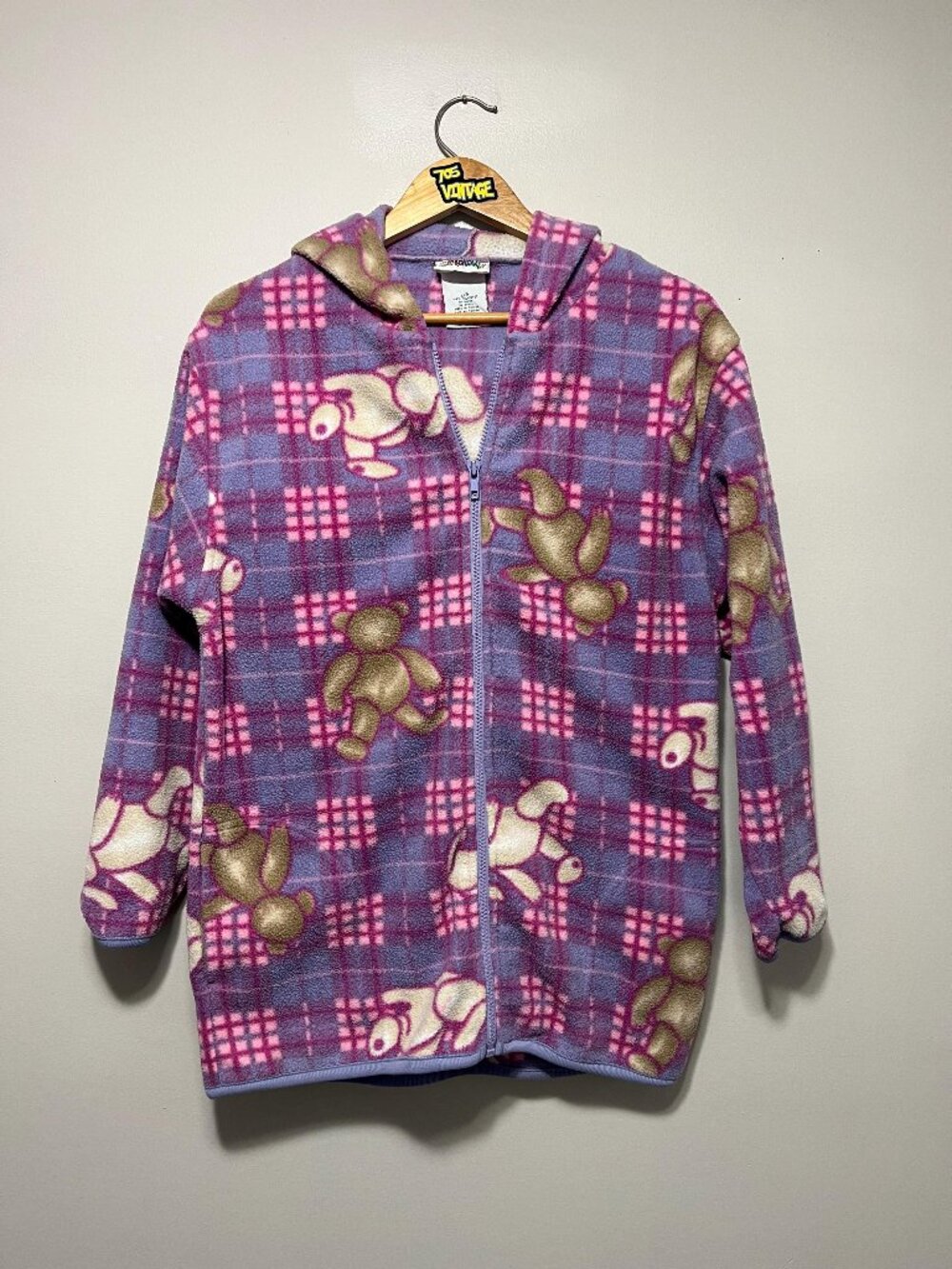 Vintage Teddy Bear Northern Getaway Fleece Zip Up Hoodie
